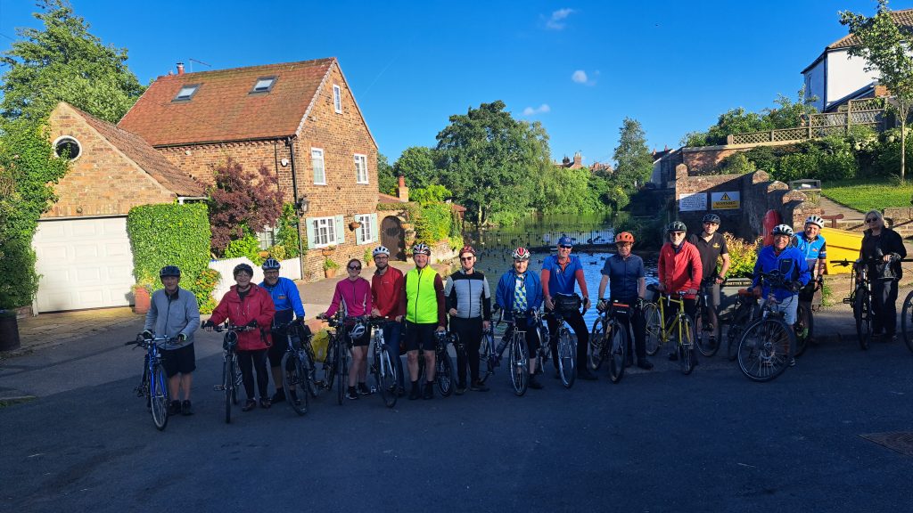 Photo by Peter Huxford, Yorkshire Cycle Festival 2026 "By Nafferton village pond after finishing our fish and chip suppers"